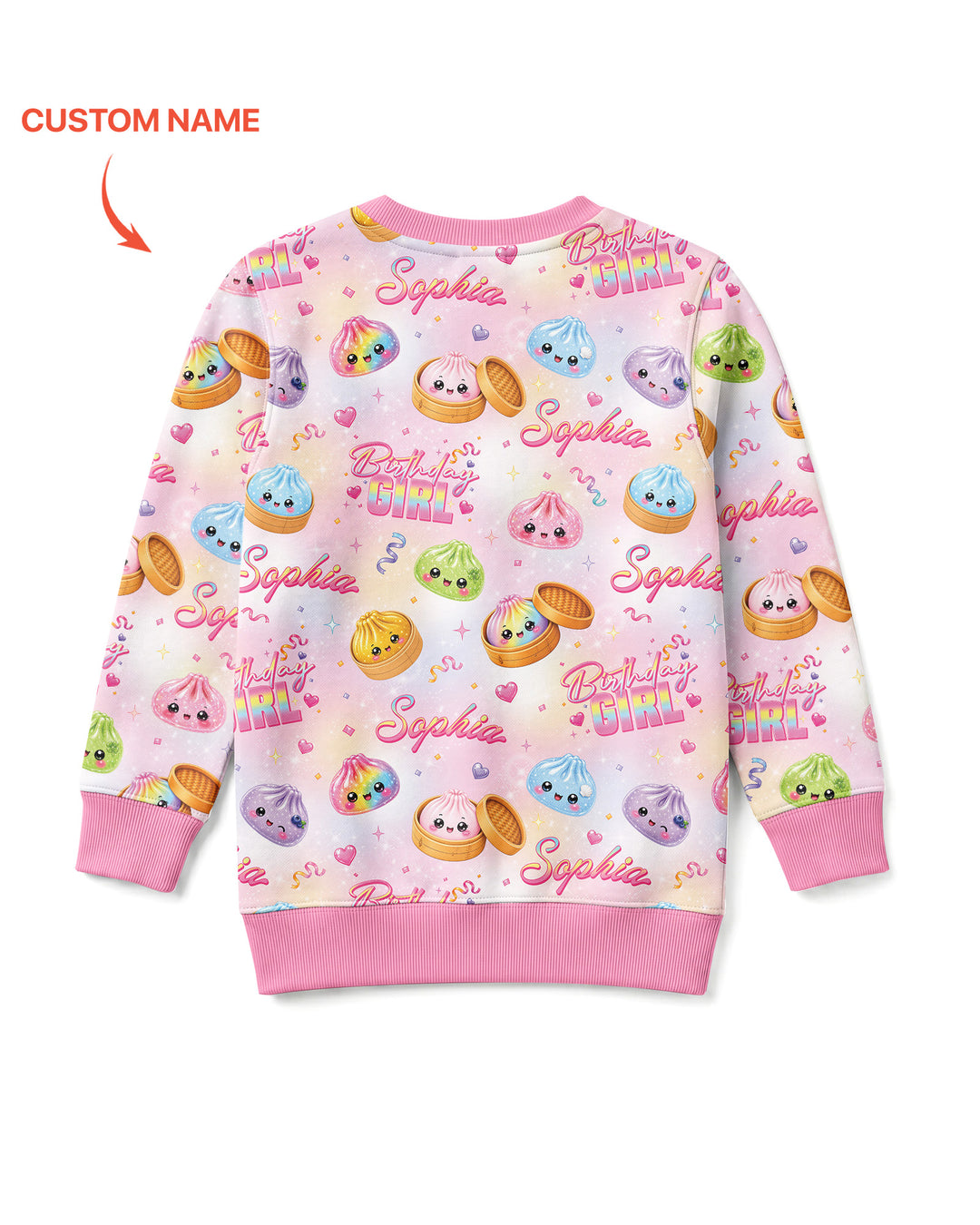 Birthday Girl Glitter Dumpling Bamboo Crewneck Sweatshirt