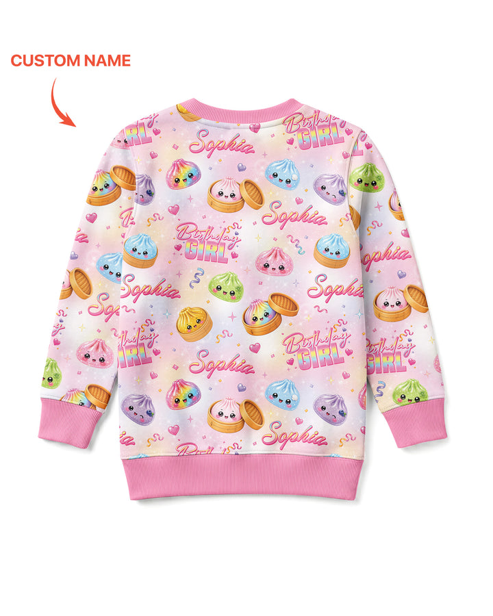 Birthday Girl Glitter Dumpling Bamboo Crewneck Sweatshirt