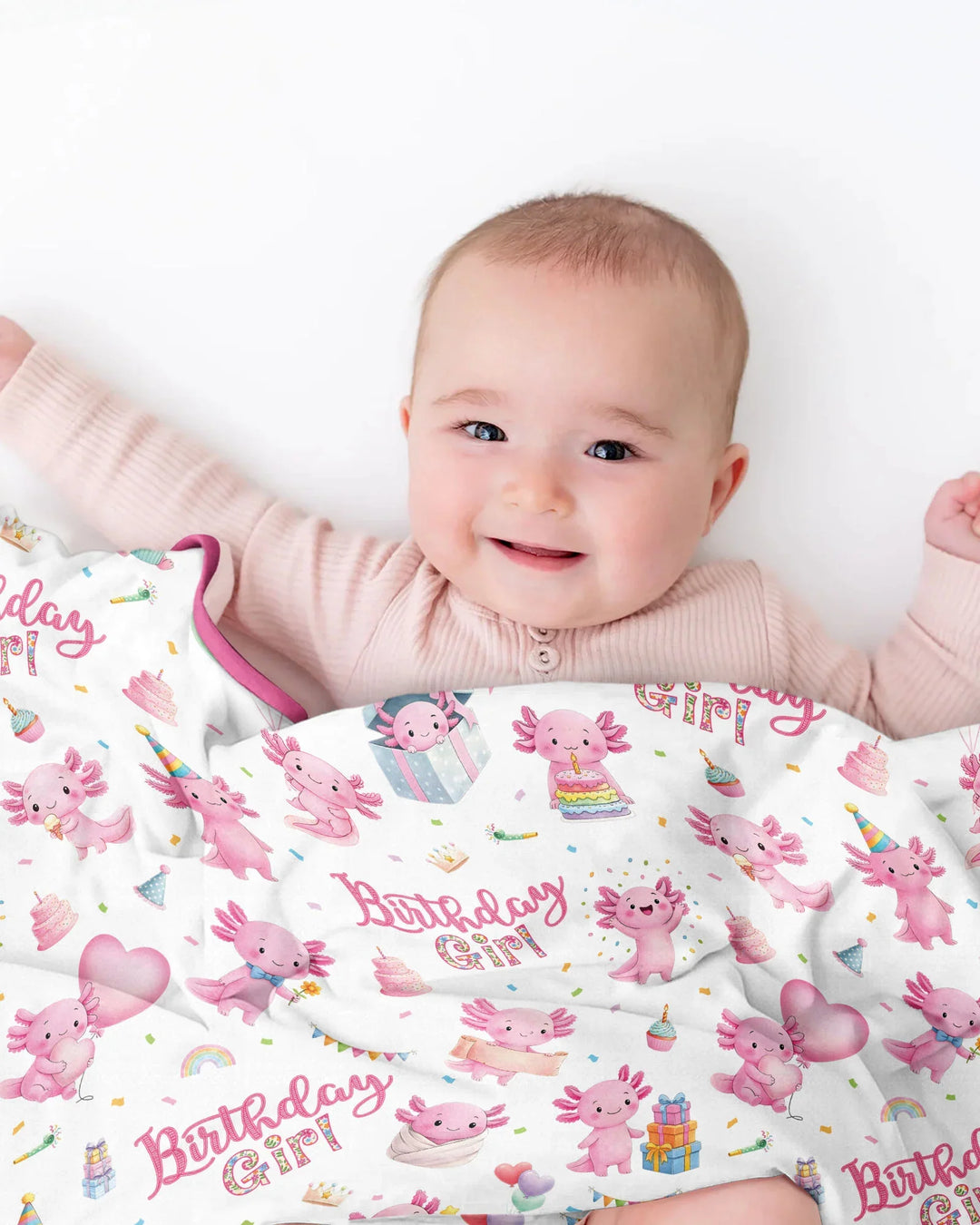 Cute Axolotl Birthday Girl Bamboo Blanket