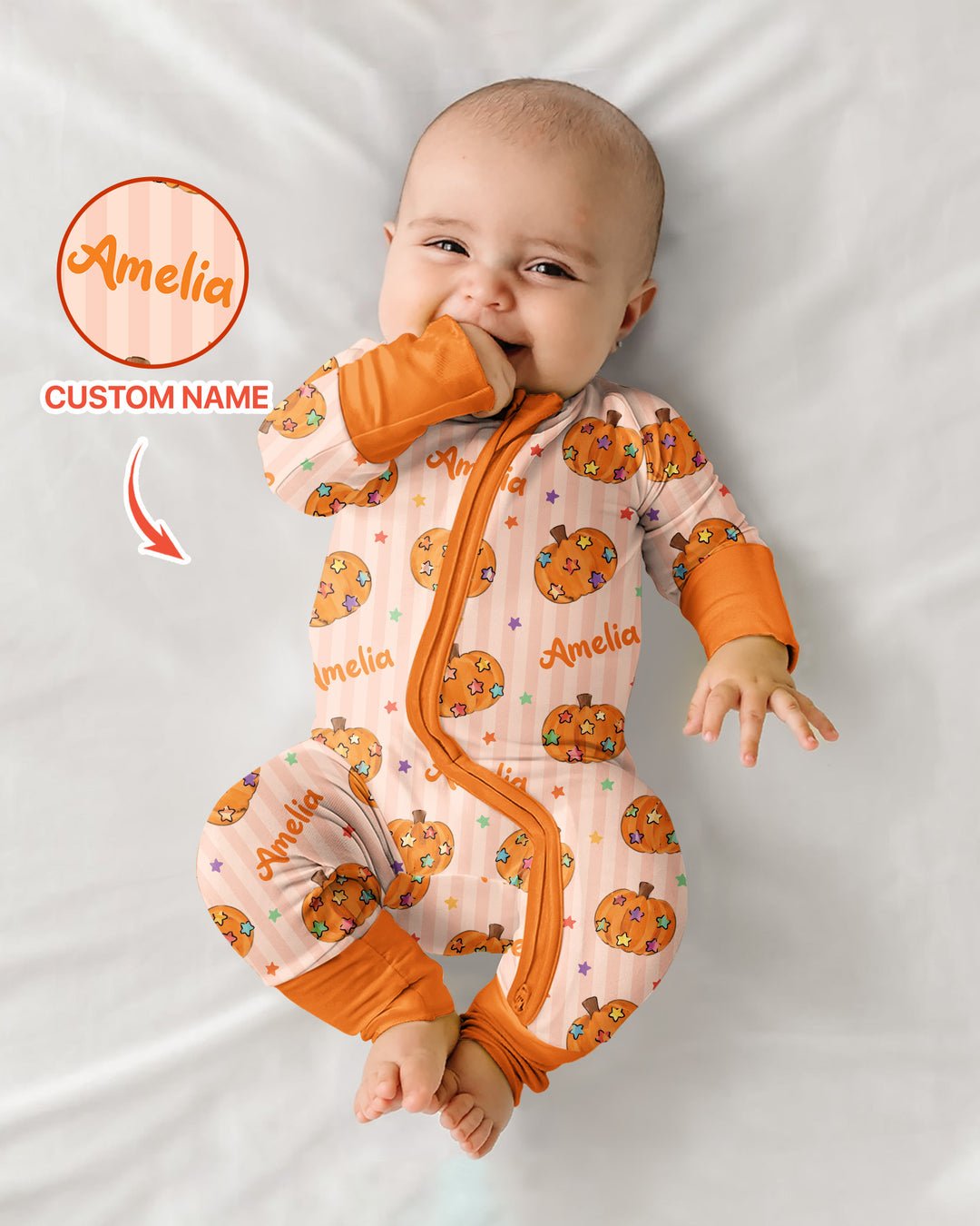 Colorful Star Pumpkin Custom Name Bamboo Convertible Zippy