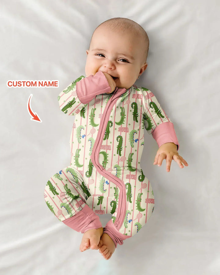 Custom Name Tennis Crocodiles Bamboo Convertible Zippy