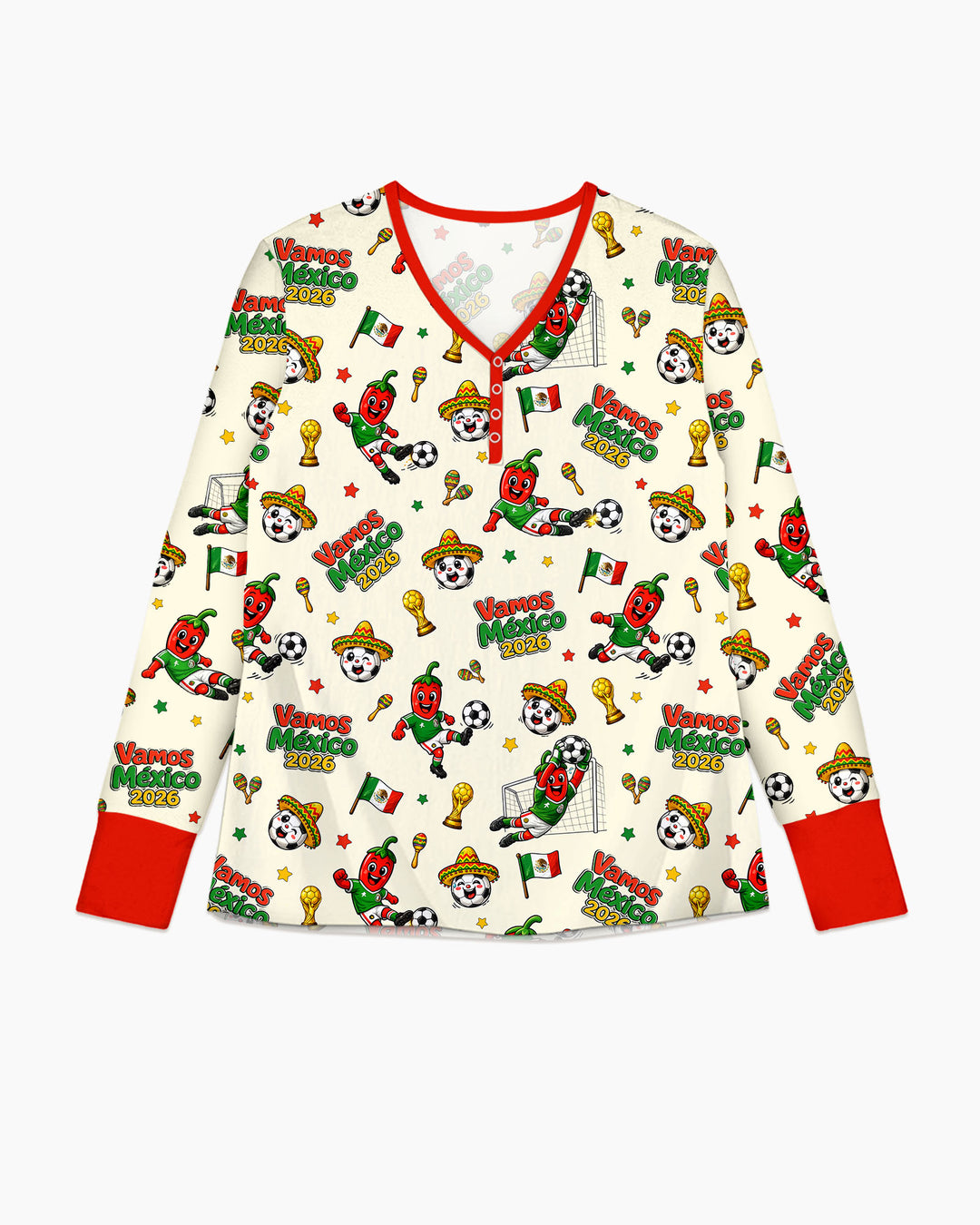 Cartoon World Soccer Vamos Mexico Family Matching Bamboo Women Pajama Set