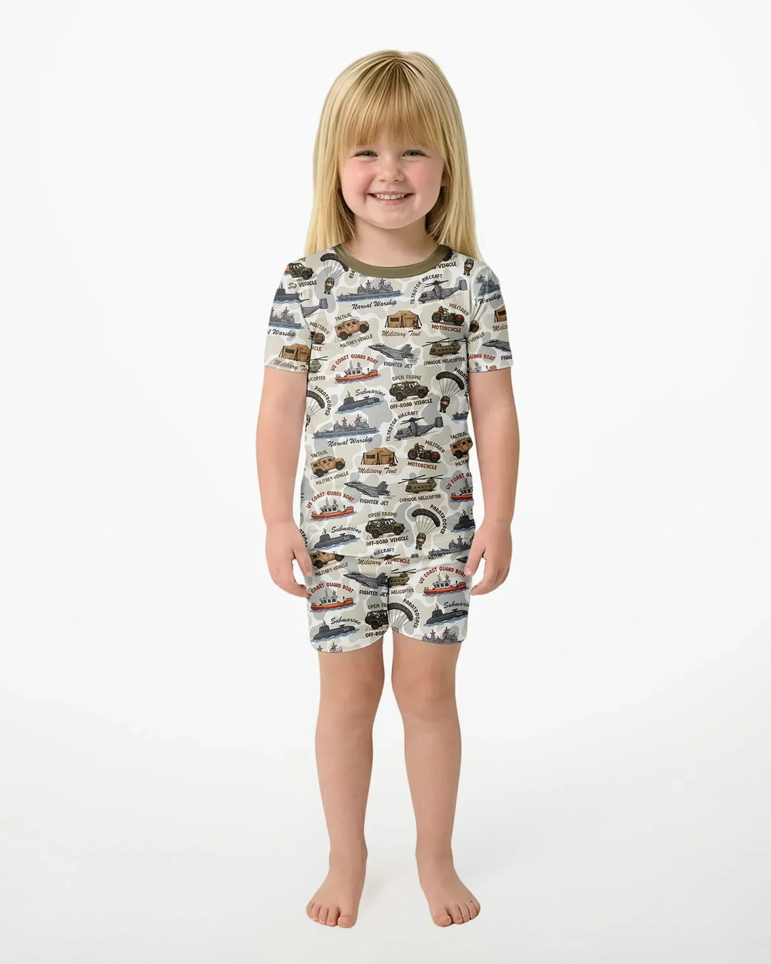 Little Hero Military Family Matching Bamboo Two Piece Short Sleeve Shorts Pajama Set
