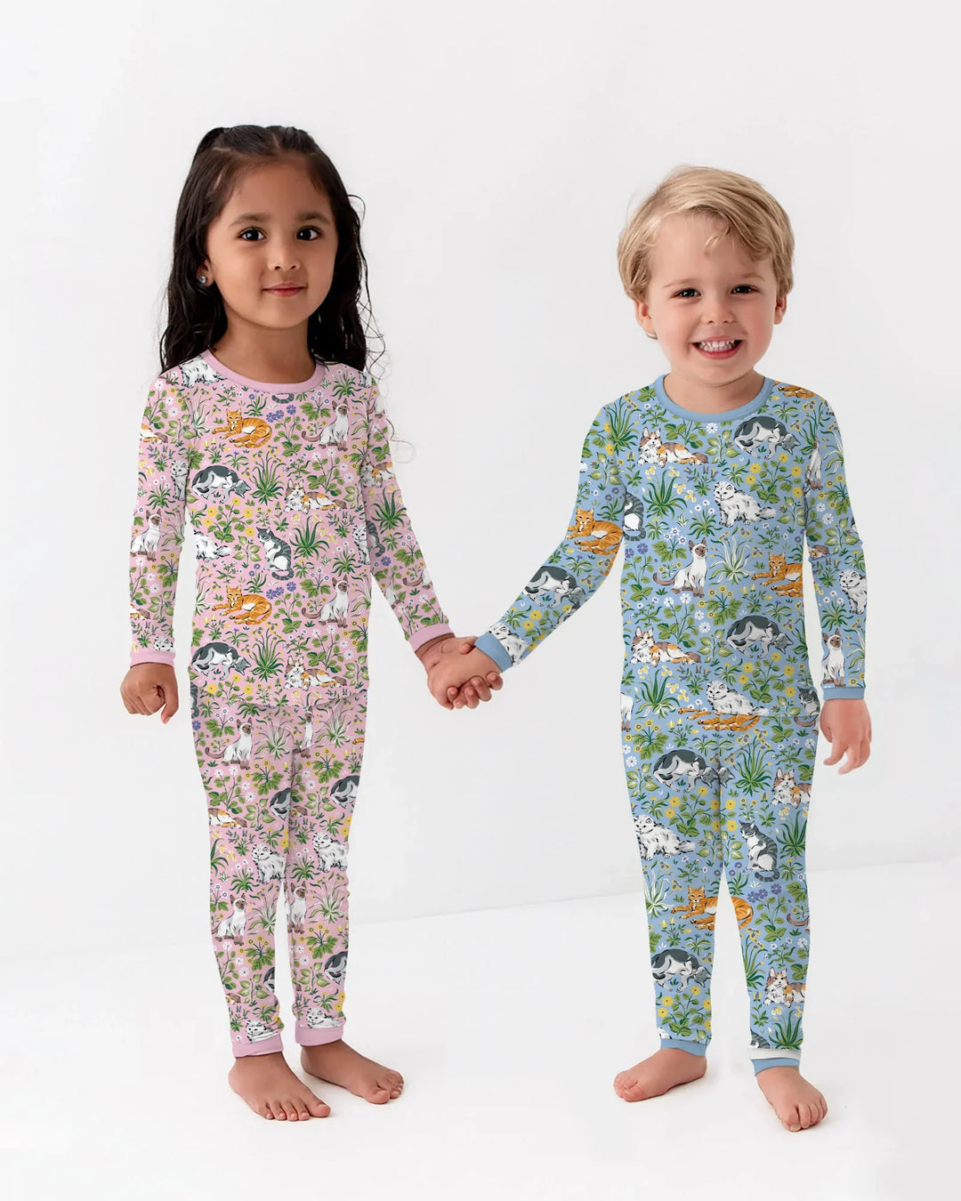 Kitten Garden Family Matching Bamboo Two Piece Long Sleeve Pajama Set