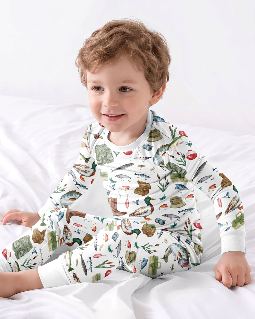 Daddy's Fishing Buddy Daddy& Me Matching Bamboo Two Piece Long Sleeve Pajama Set