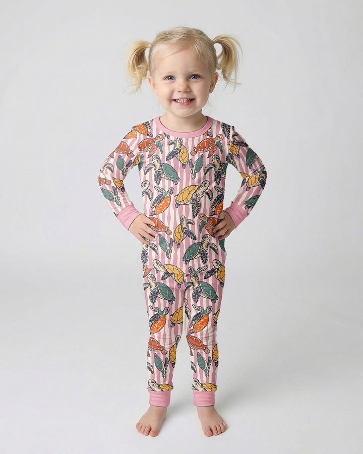 Turtle Bay Family Matching Bamboo Two Piece Long Sleeve Pajama Set