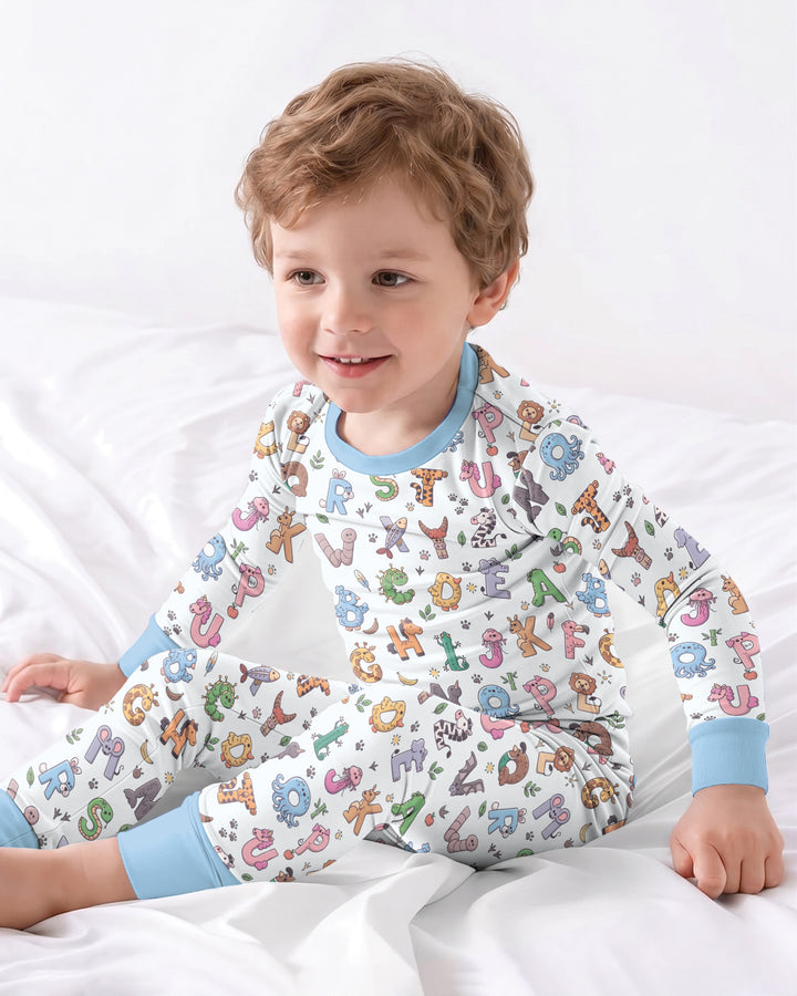 Animals Alphabet Bamboo Two Piece Long Sleeve Pajama Set