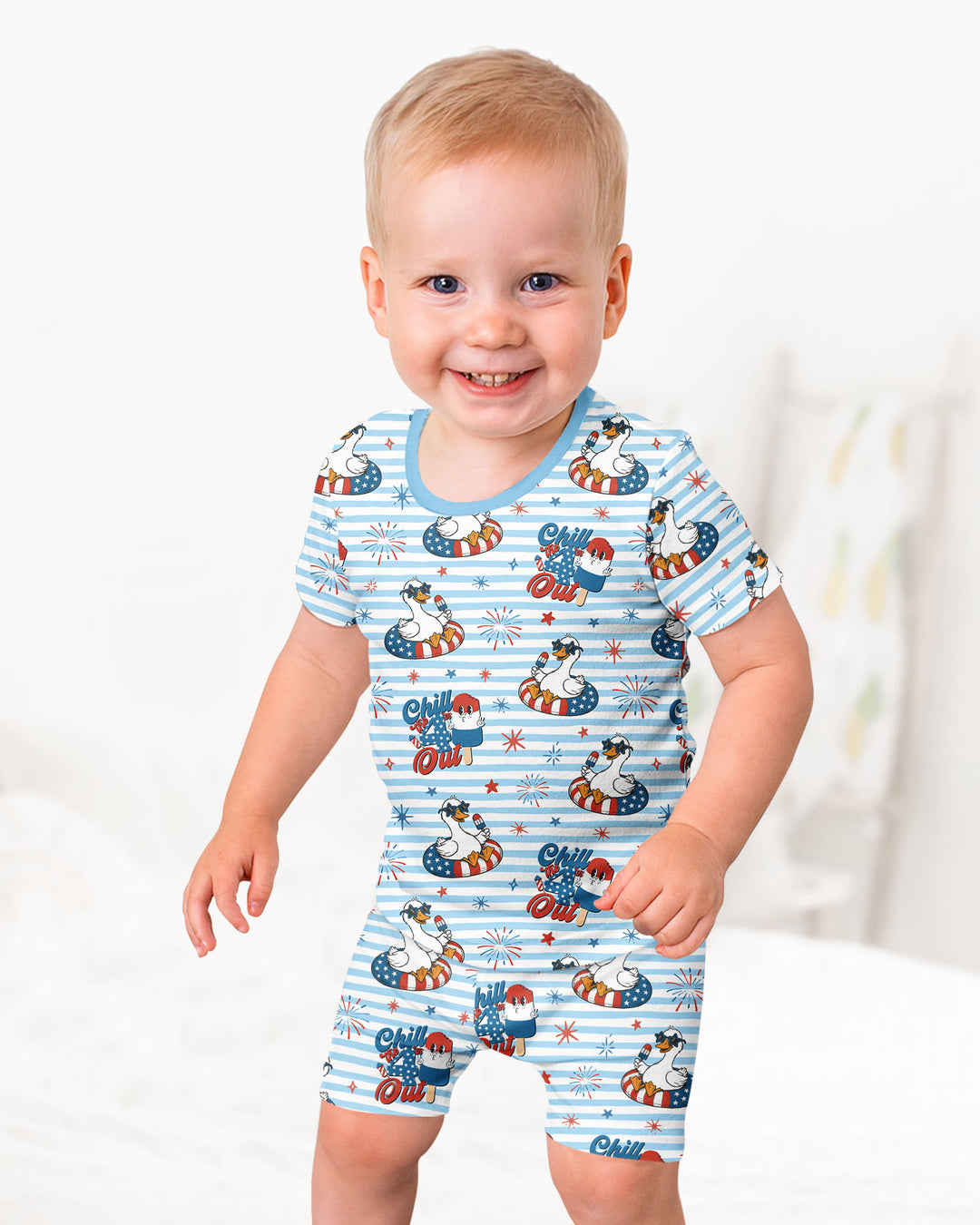 Chill the Fourth Out Bamboo Two Piece Short Sleeve Shorts Pajama Set