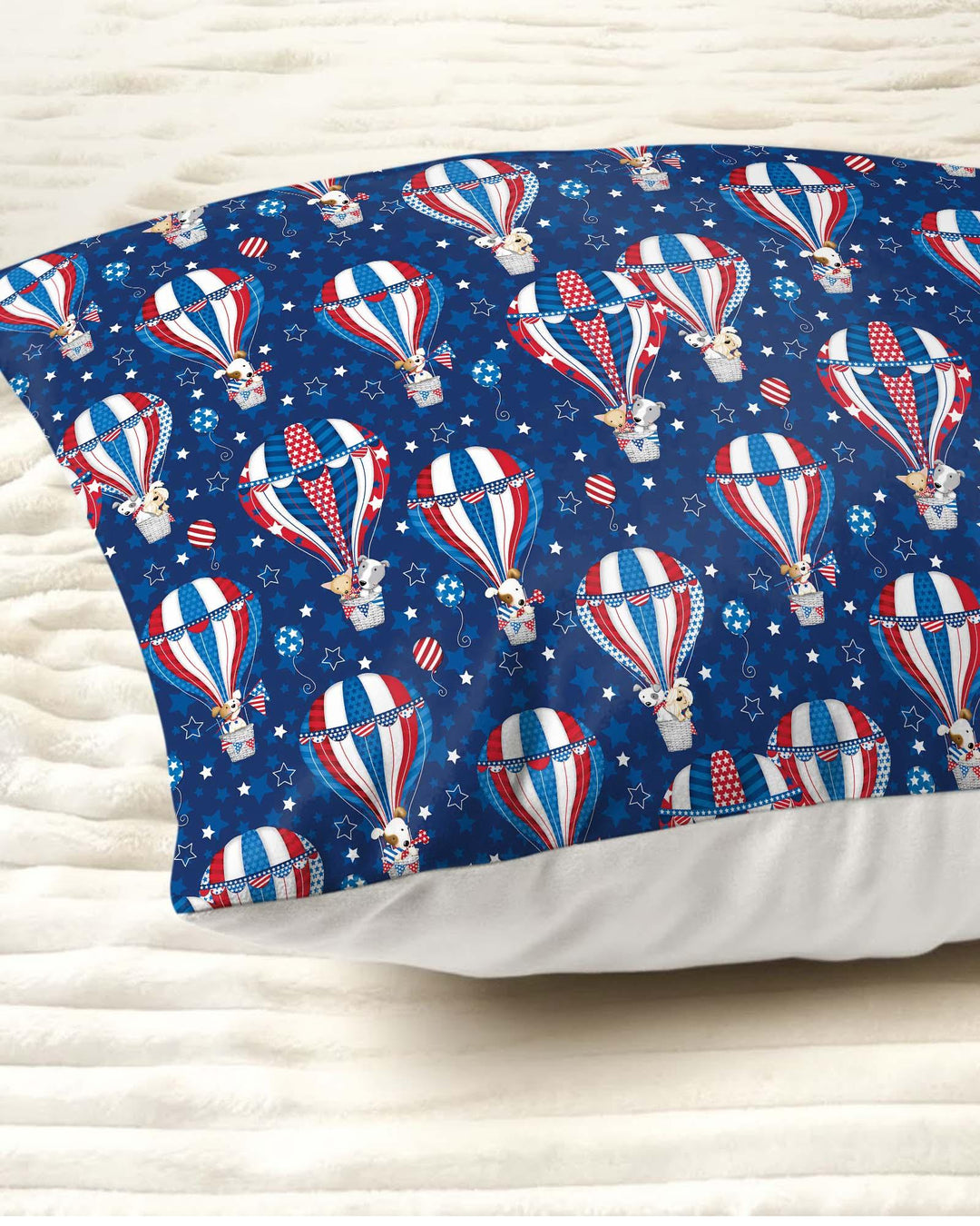Patriotic Pups in Hot Air Balloons Family Matching Bamboo Pillow Case