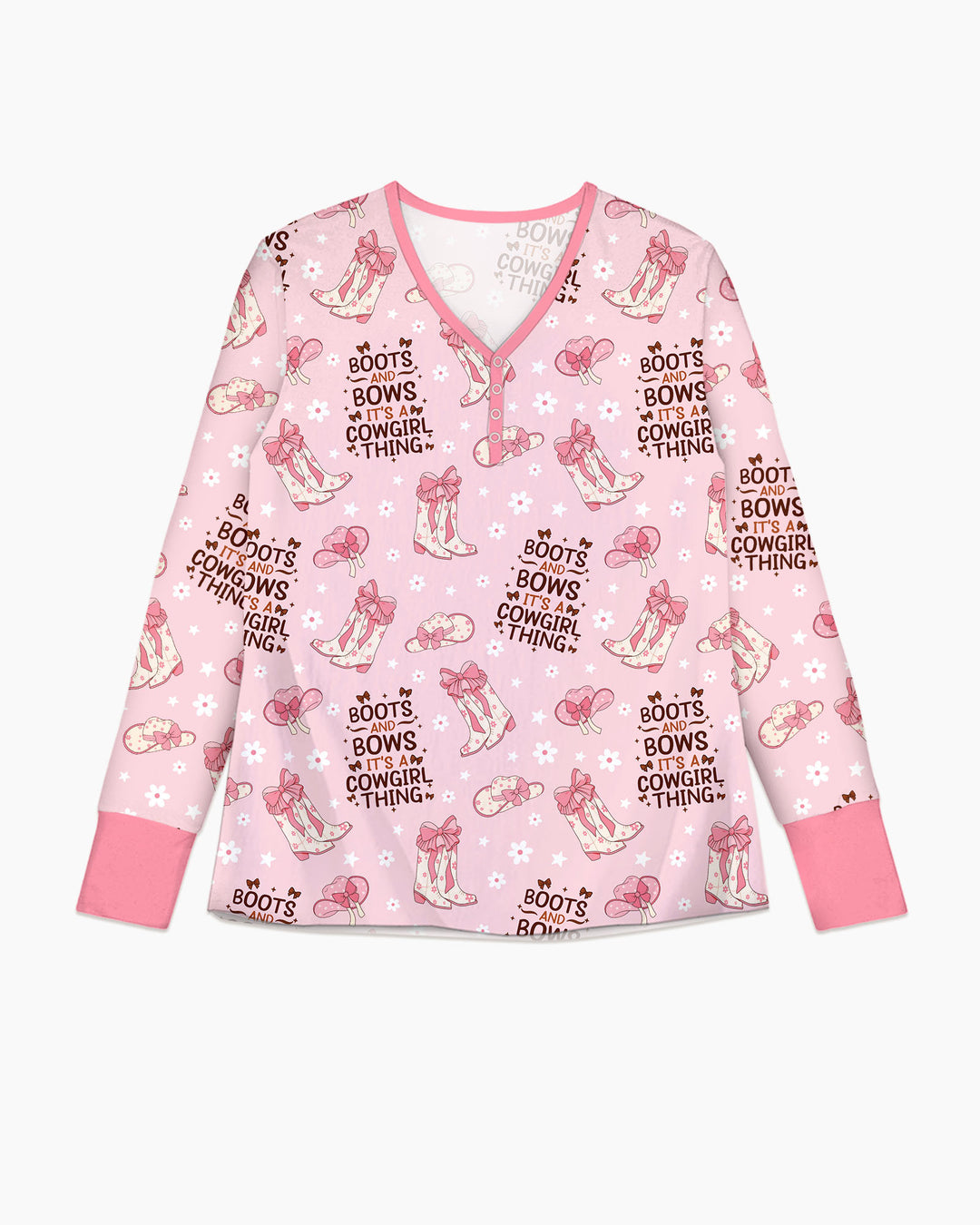 Western Cowgirl Boots And Bows Bamboo Women Pajama Set