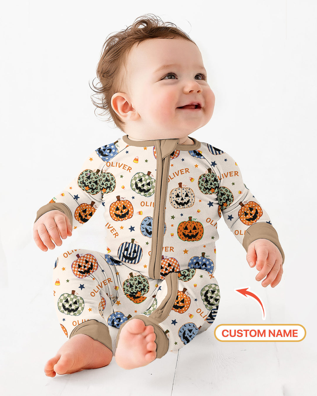 Custom Name Colorful Jack O Lantern Bamboo Convertible Zippy