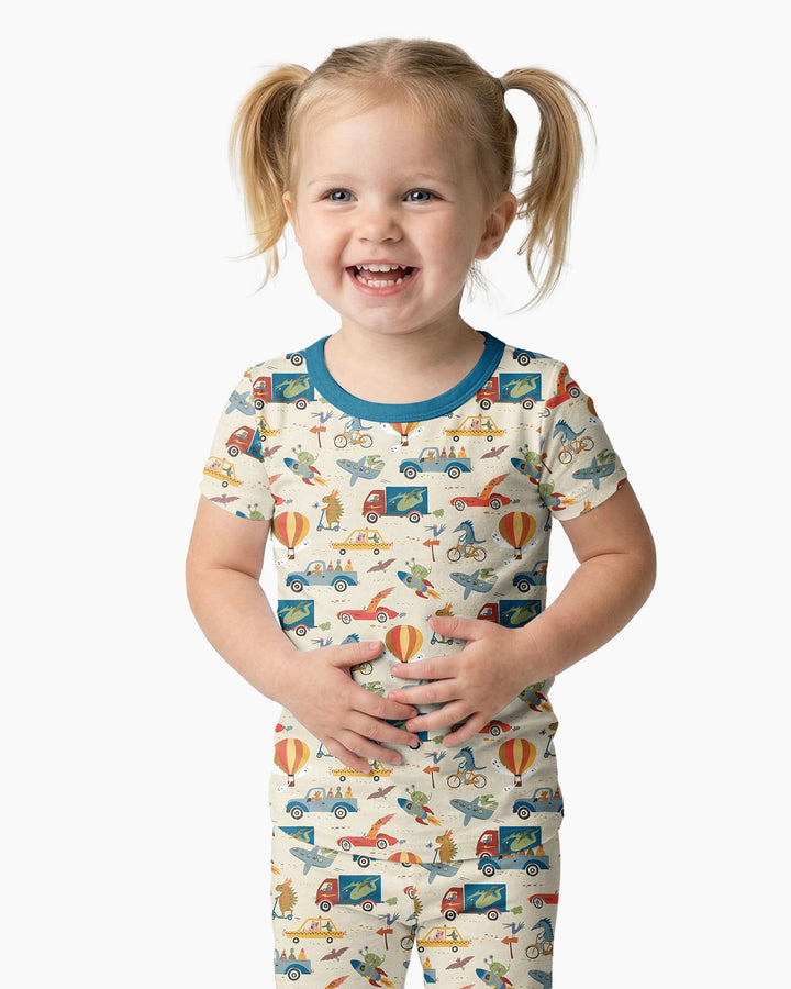 Monsters on the Move Bamboo Two Piece Short Sleeve Pajama Set
