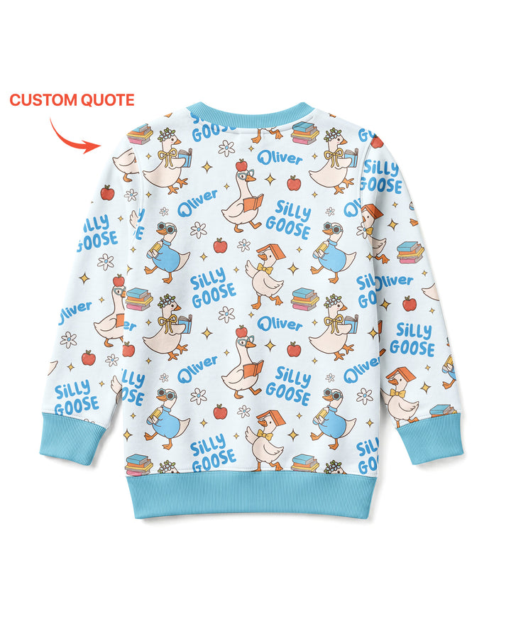 Custom Name Silly Goose Back to School Bamboo Crewneck Sweatshirt