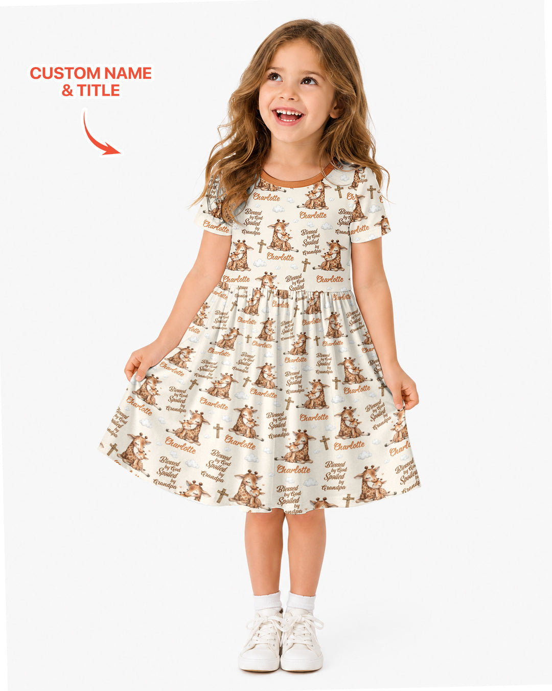 Custom Name Blessed By God Spoiled By Grandma Bamboo Twirl Dress