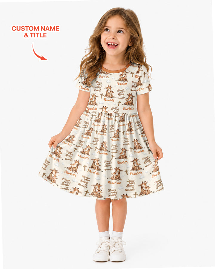 Custom Name Blessed By God Spoiled By Grandma Bamboo Twirl Dress