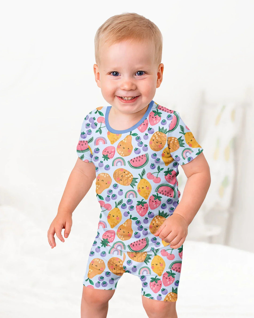 Fruitie Cuties Family Matching Bamboo Two Piece Short Sleeve Shorts Pajama Set