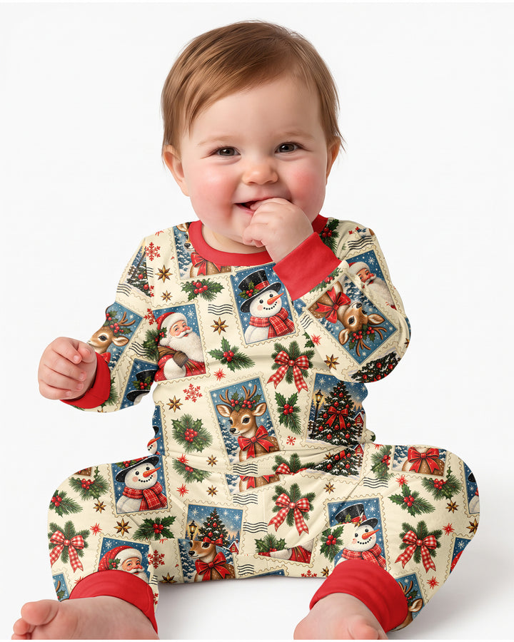 Holly Jolly Stamps Bamboo Two Piece Long Sleeve Pajama Set