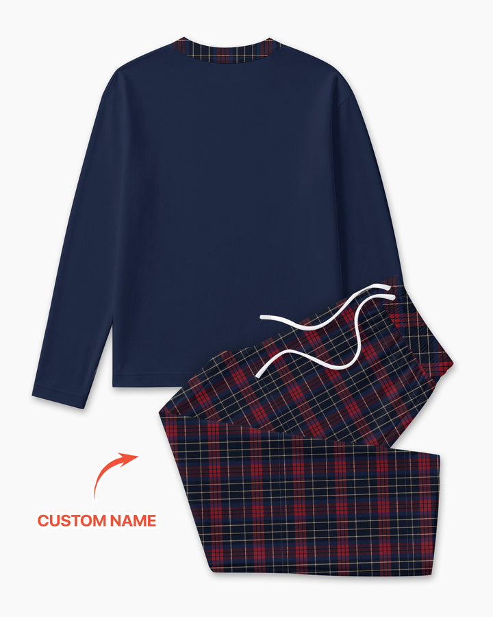 Custom Name North Pole Plaid Bamboo Men's Pajama Set