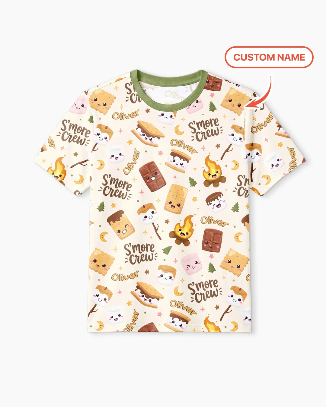 Custom Name Kawaii S'more Crew Family Matching Bamboo Men Short Sleeve Short Pajama Set