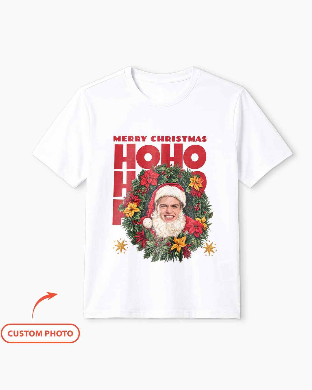 Personalized Photo Christmas Santa Bamboo Men Short Sleeve Short Pajama Set