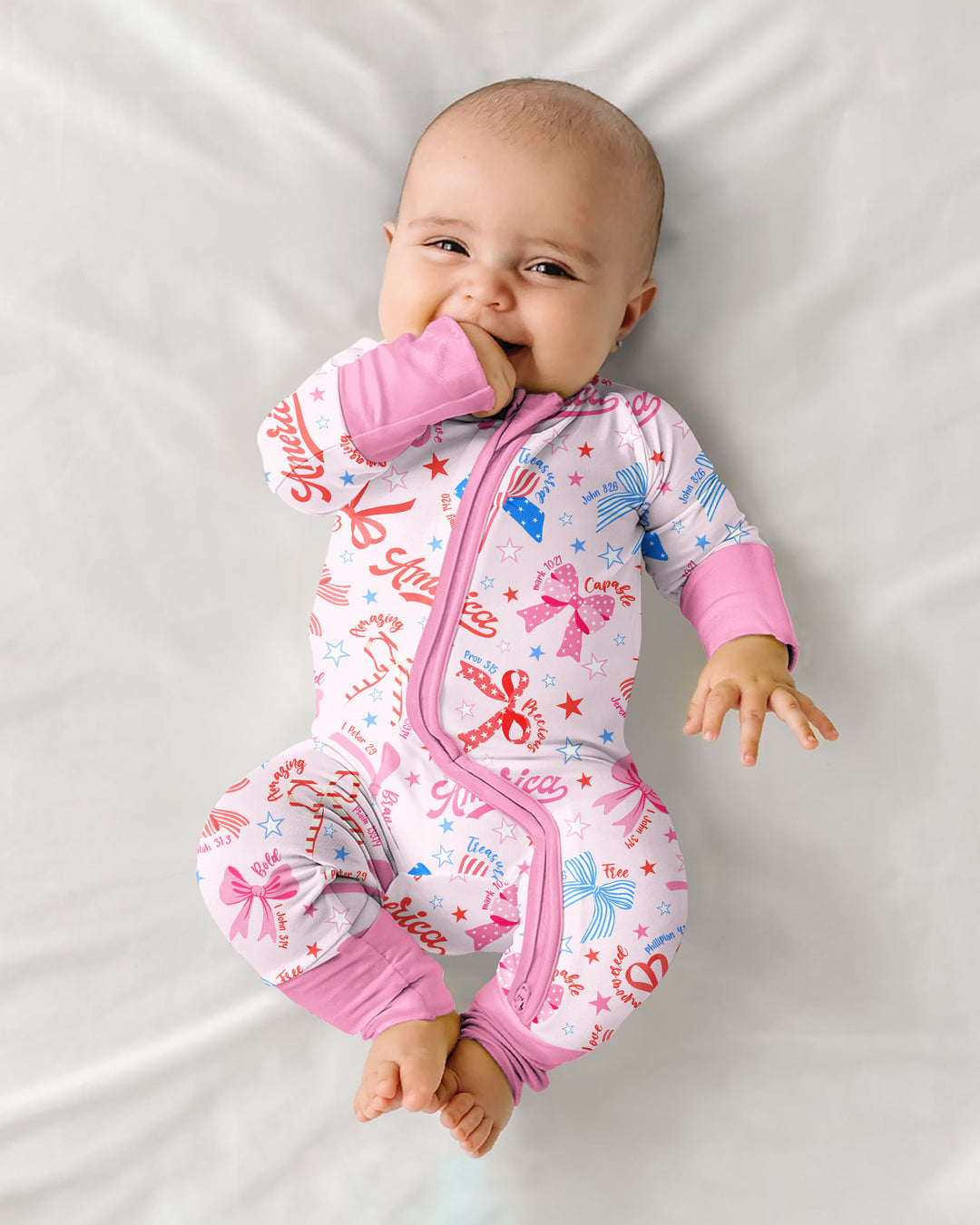 Pink Girly Patriotic Bamboo Convertible Zippy