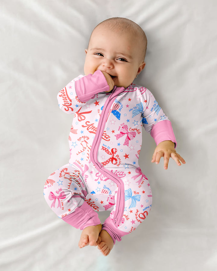Pink Girly Patriotic Bamboo Convertible Zippy
