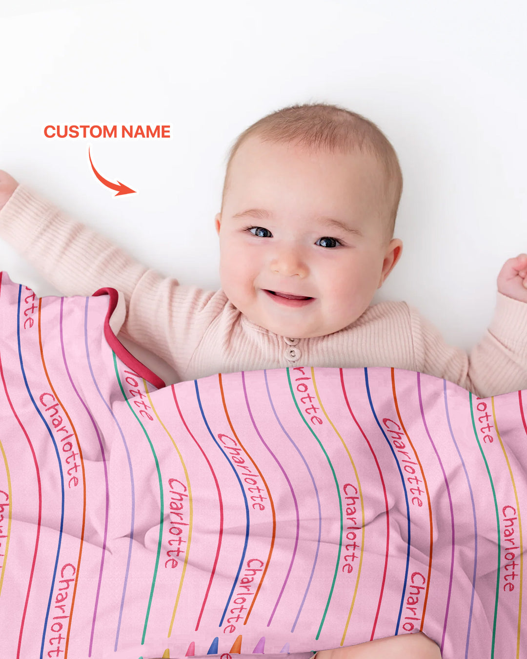 Custom Name Crayon Lines Bamboo Blanket