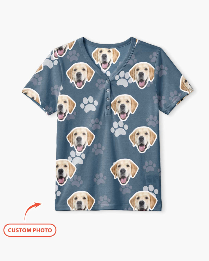Personalized Dog & Cat Photo Bamboo Women Short Sleeve Short Pajama Set