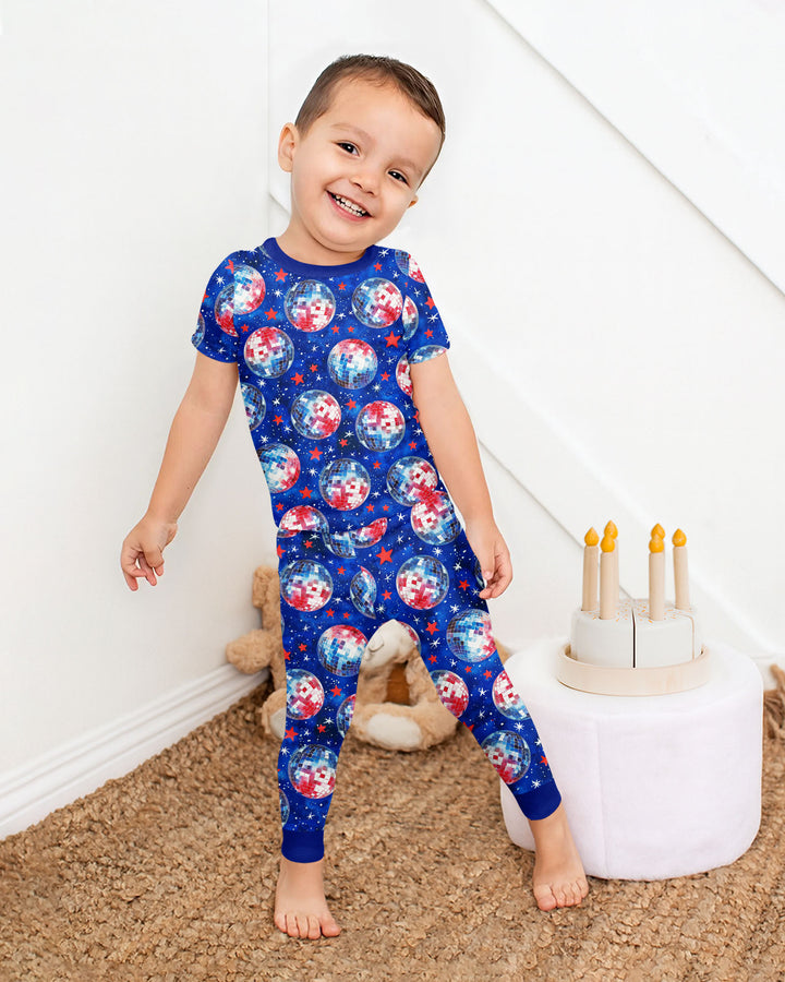 USA Disco Balls Bamboo Two Piece Short Sleeve Pajama Set