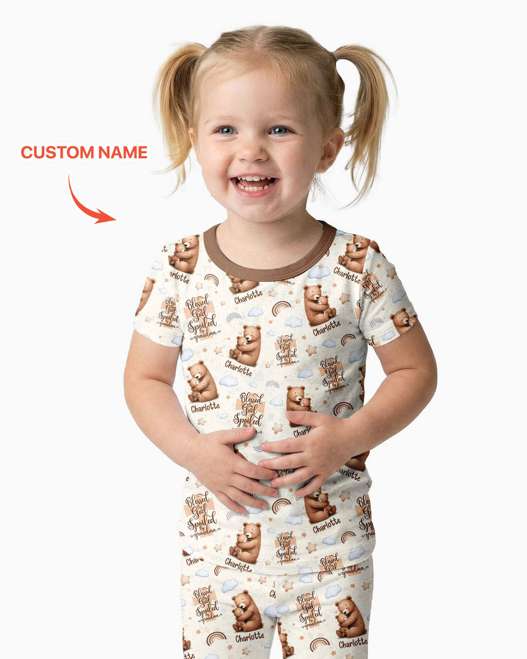 CUSTOM Template Bamboo Two Piece Short Sleeve Pyjamas Set