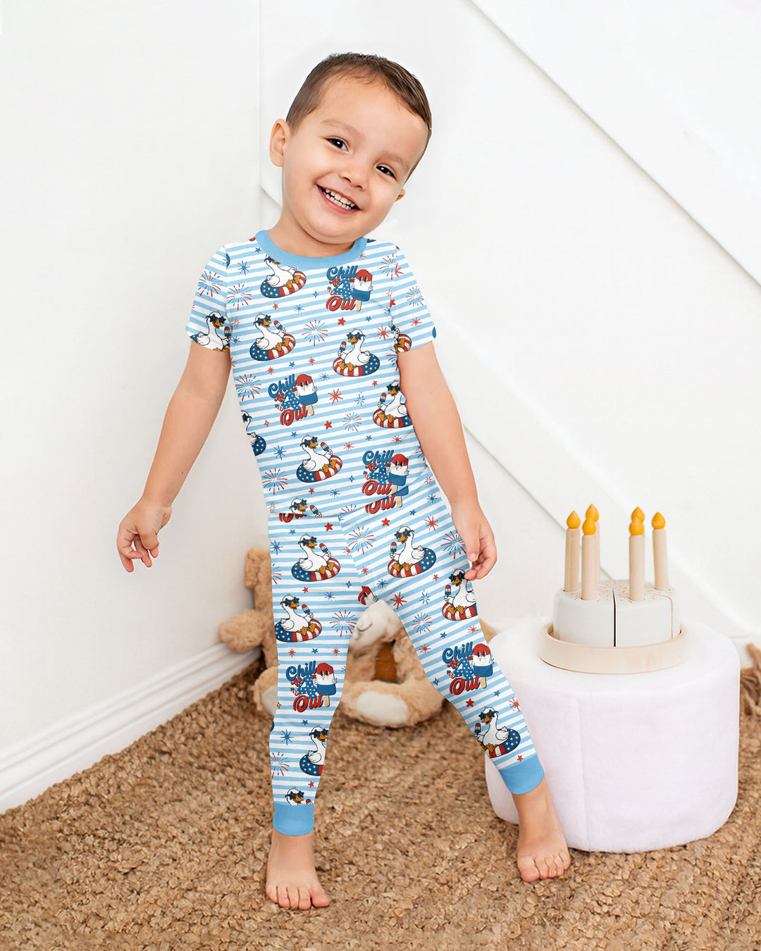 Chill the Fourth Out Bamboo Two Piece Short Sleeve Pajama Set