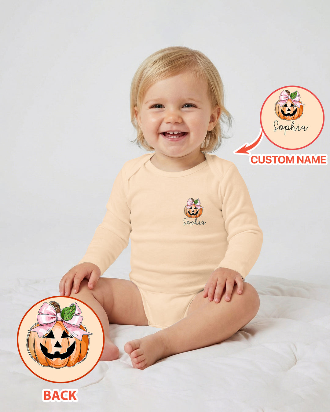 Personalized Name Baby Boo Outfits First Halloween Bamboo Bodysuit