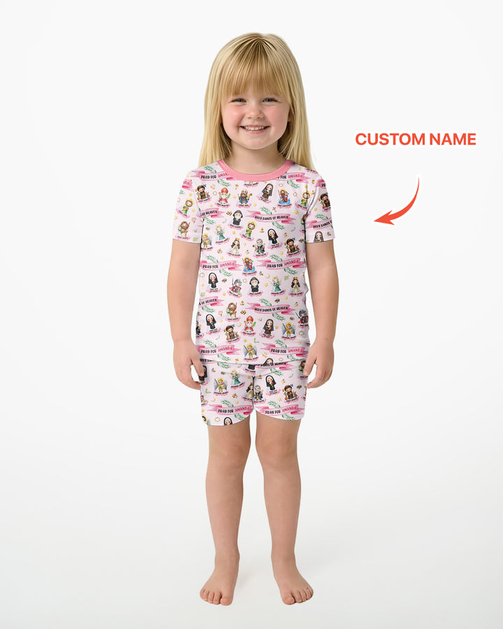 Holy Saints of Heaven Custom Name Bamboo Two Piece Short Sleeve Shorts Pajama Set