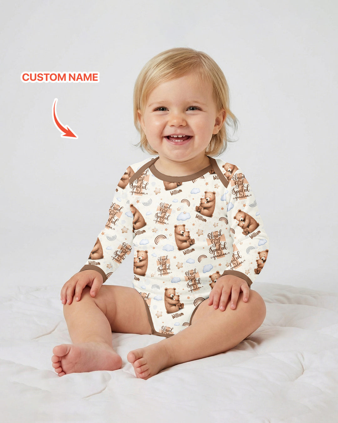 Custom Name Blessed By God Spoiled By Grandma Bamboo Bodysuit