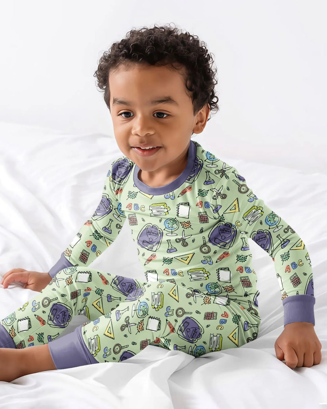 Doodle School Days Bamboo Two Piece Long Sleeve Pajama Set