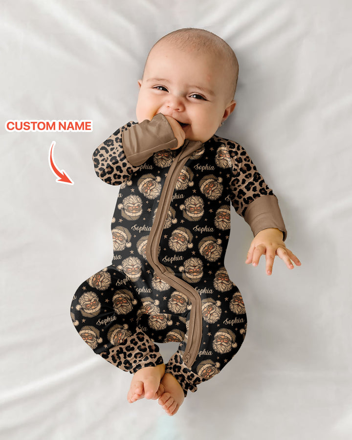 Custom Name Vintage Leopard Santa Bamboo Convertible Zippy