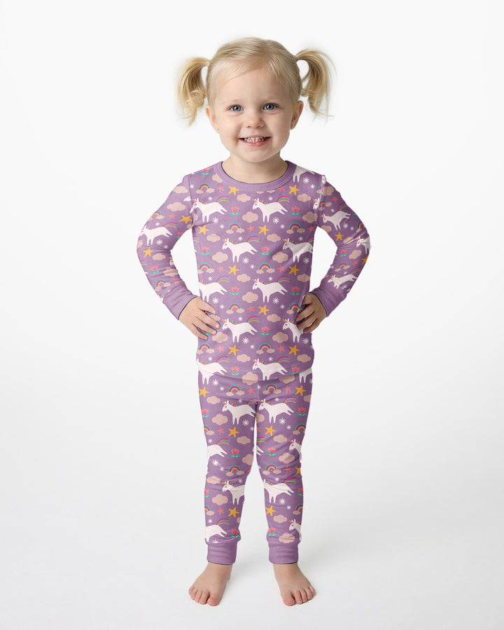 Purple Unicorns Bamboo Two Piece Pyjamas Set