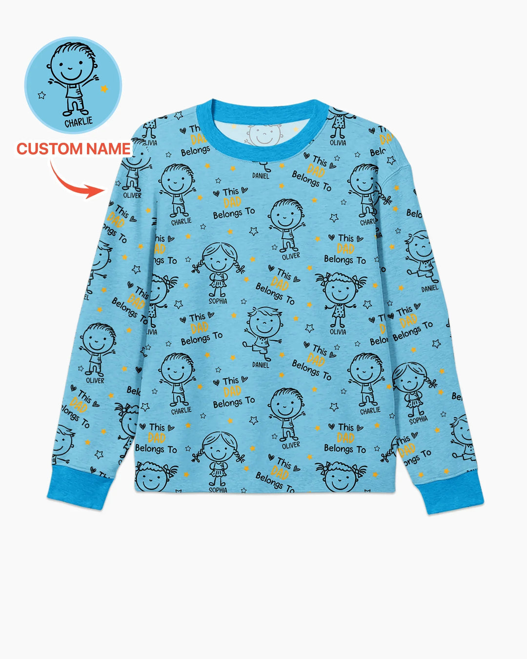 Custom Name This Dad Belongs To Doodle Bamboo Men's Pajama Set