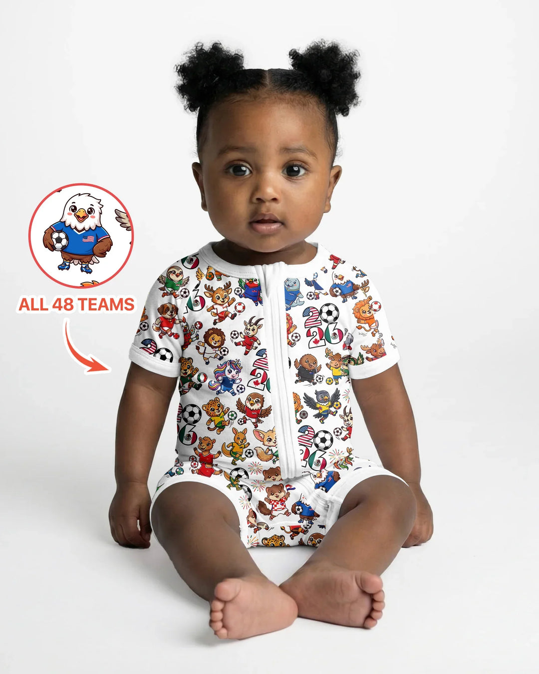 Kawaii Animals Soccer Tour 2026 Family Matching Bamboo Shorty Zippy