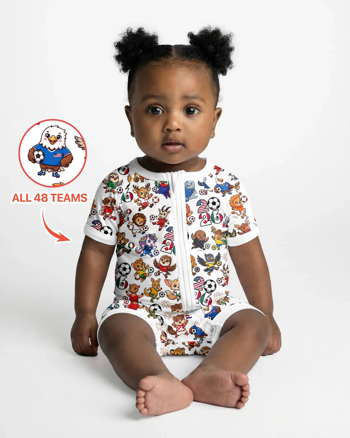 Kawaii Animals Soccer Tour 2026 Family Matching Bamboo Shorty Zippy
