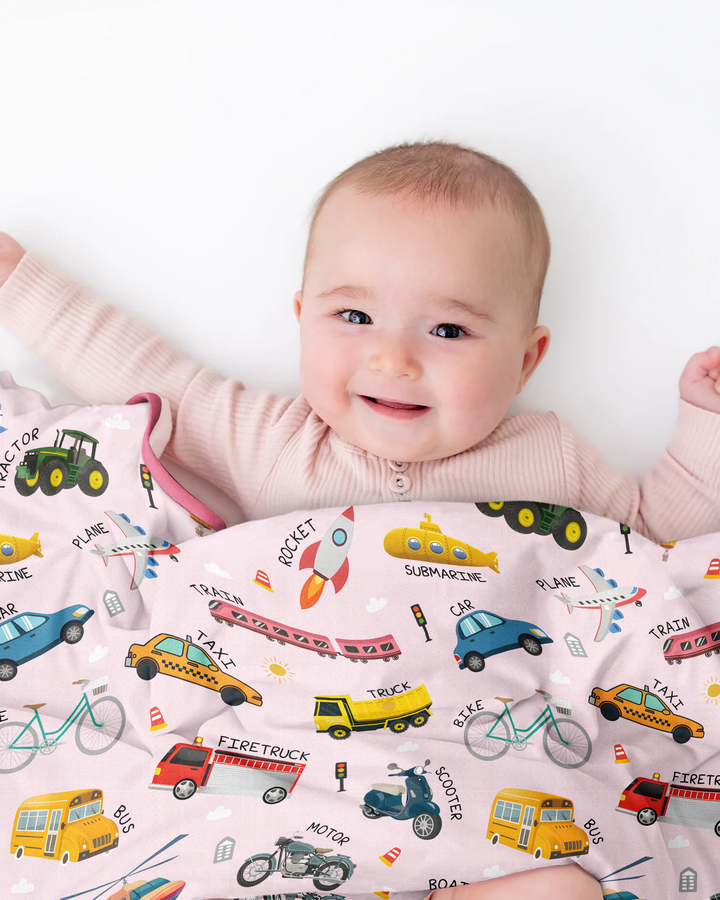 Vehicle Vocabulary Bamboo Blanket