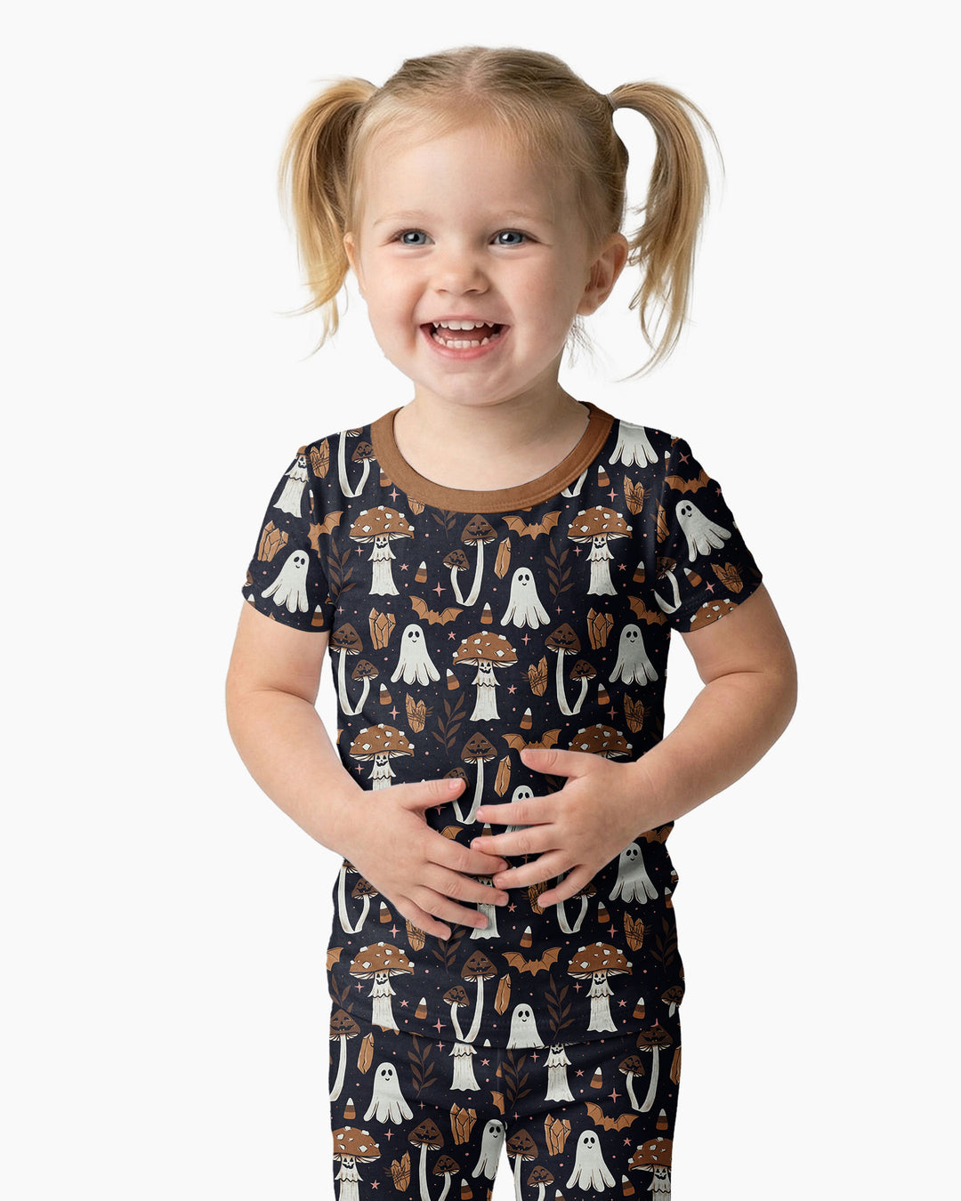 Retro Halloween Whimsy Bamboo Two Piece Short Sleeve Pajama Set