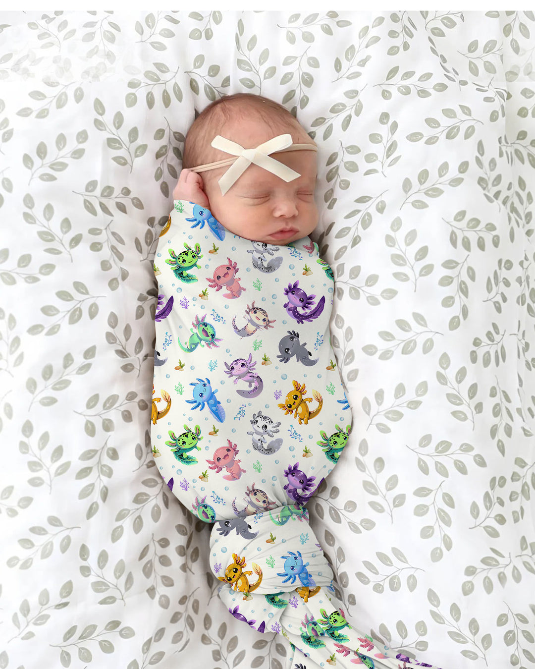 I Love You Axolotl swaddle blanket