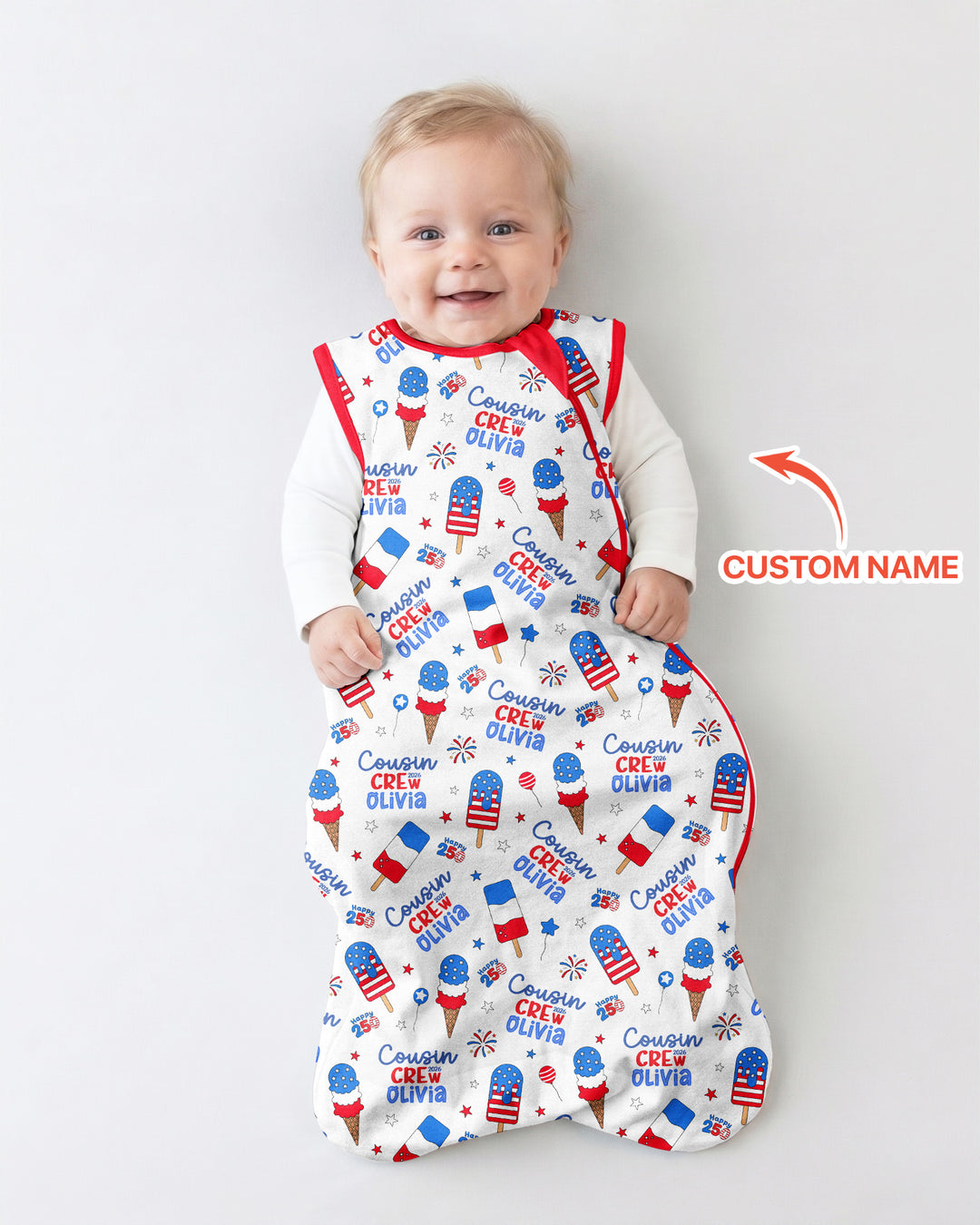 Custom Name 4th of July Cousin Crew Bamboo Sleep Bag