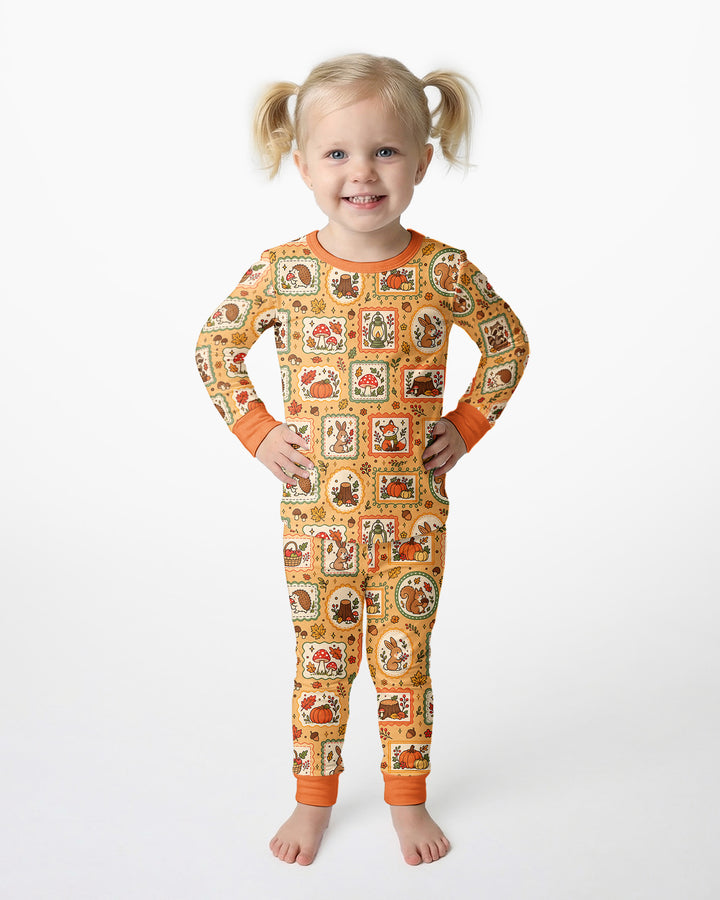 Woodland Animal Fall Bamboo Two Piece Long Sleeve Pajama Set