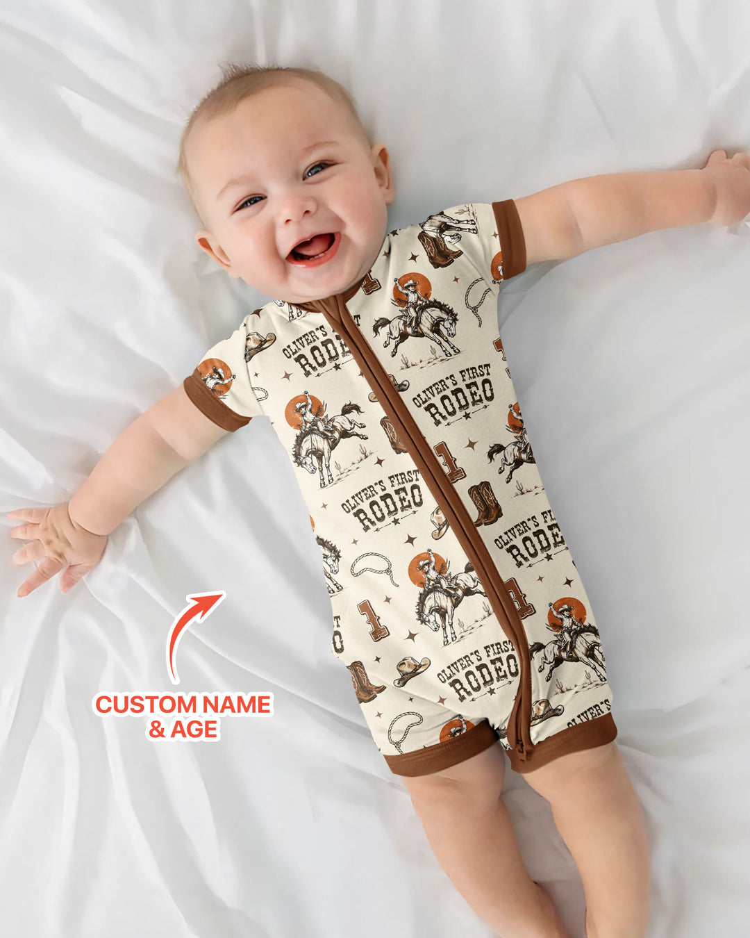 Custom Name Birthday Rodeo Bamboo Shorty Zippy