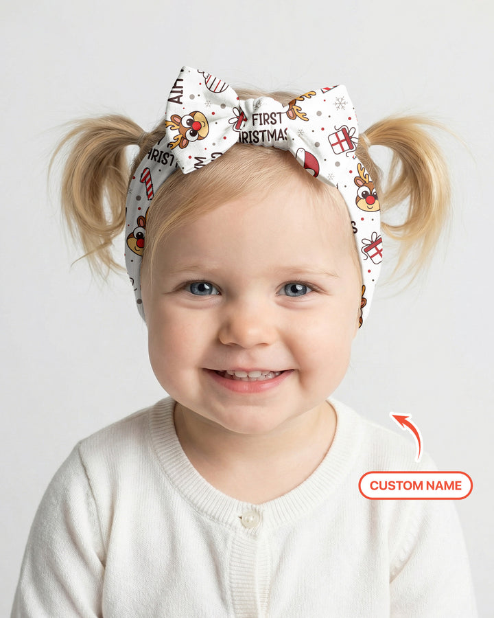 Custom Name Reindeer Doodle My First Christmas Headband