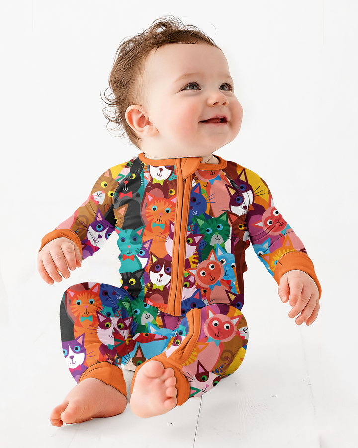 Colorful Cat Pattern Bamboo Convertible Zippy