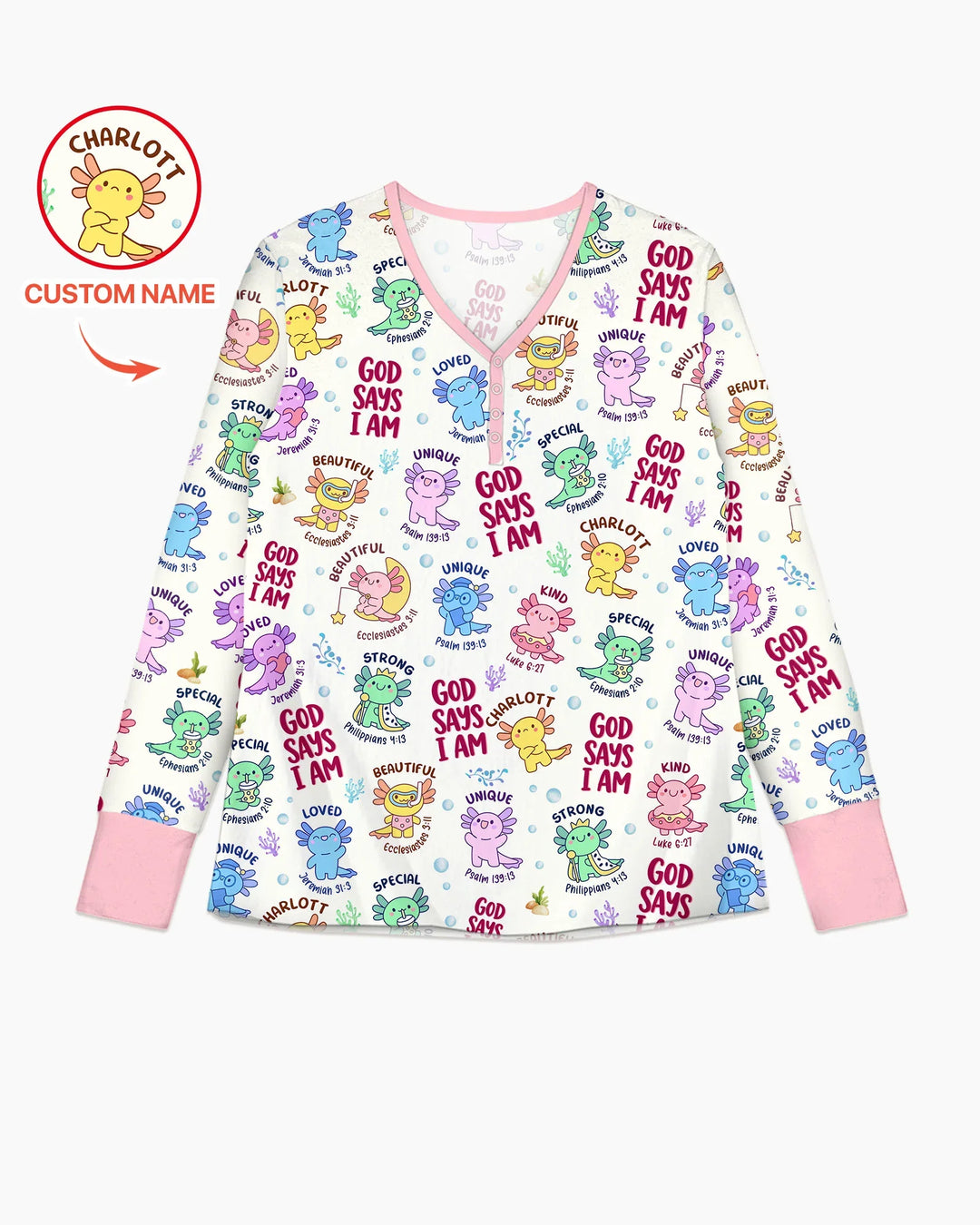 Axolotl God Says I Am Custom Name Bamboo Women Pajama Set