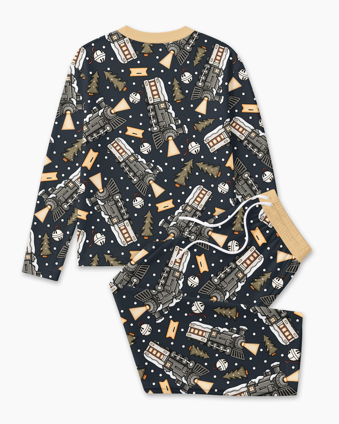 Custom Name Believe Kid Train  Bamboo Men's Pajama Set